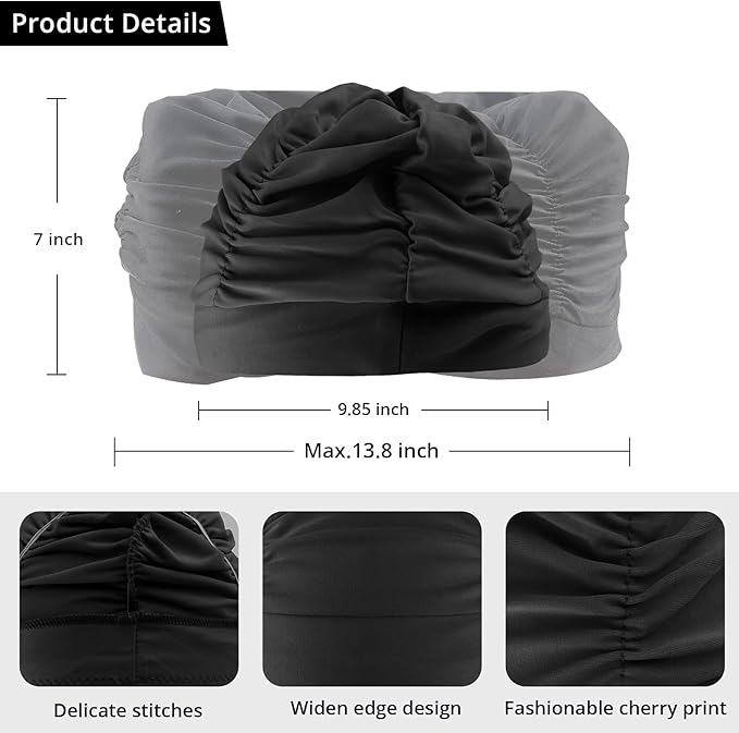 Swim Caps for Women Swimming, Comfort Pleated Swimming Cap for Long Hair - Image 2