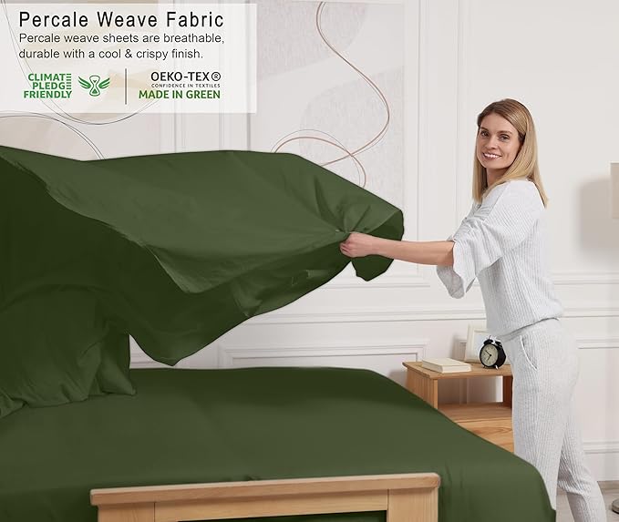 RUVANTI 100% Cotton Sheets – Queen Size Percale Bedding, Cooling & Breathable - Image 3