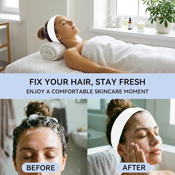 Disposable Headbands for Spa & Facials – 48pcs White Headbands for Women – - Image 2