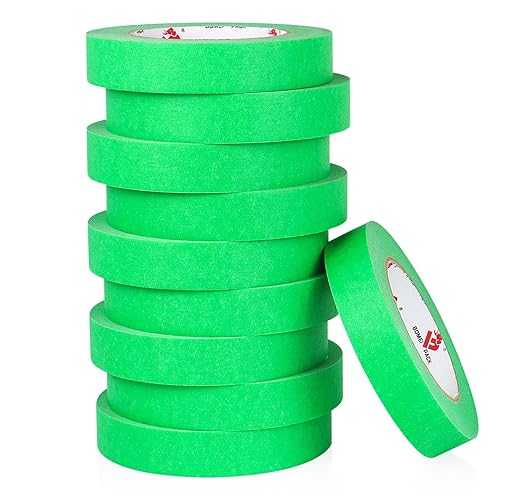 BOMEI PACK Painters Tape 1 Inch - Green Paint Tape 10 Rolls x 1 Inch x 55 Yards - Painter's Tape Green Masking Tape for Walls Painting, DIY Crafting, and School Projects, Total 550 Yards