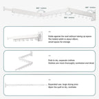 Wall Mounted Clothes Drying Rack, Collapsible, Folding, Retractable - Clothes Hanging Rack (Hooks, White)