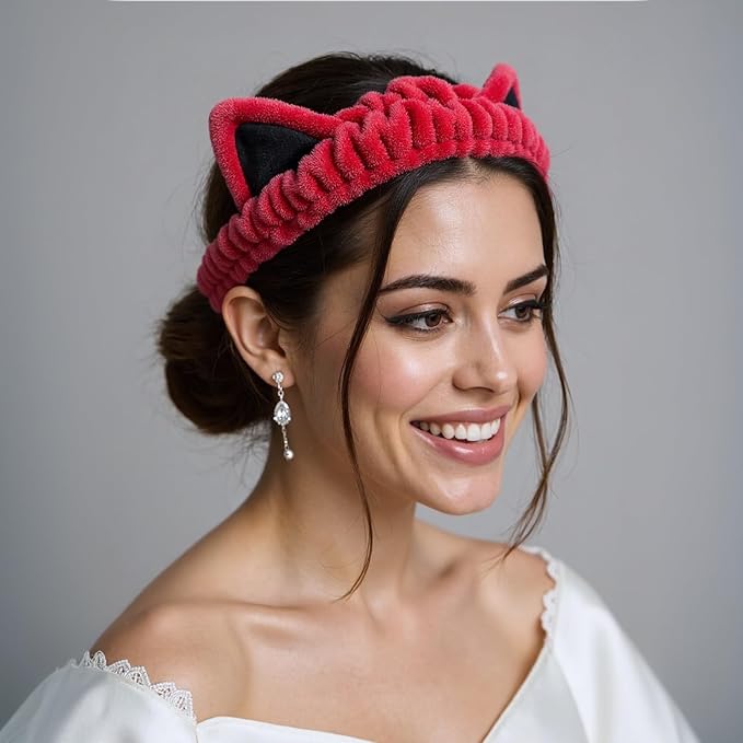 2 Pcs Cat Ears Headband, Cute Spa Headbands - Image 2