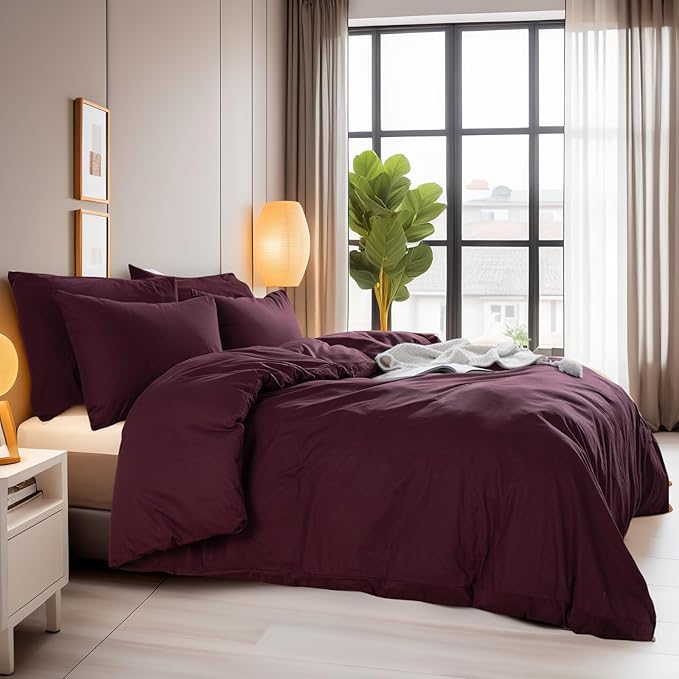 NEXHOME PRO Duvet Cover Set 100% Washed Cotton Super King 108"x98", Organic - Image 2