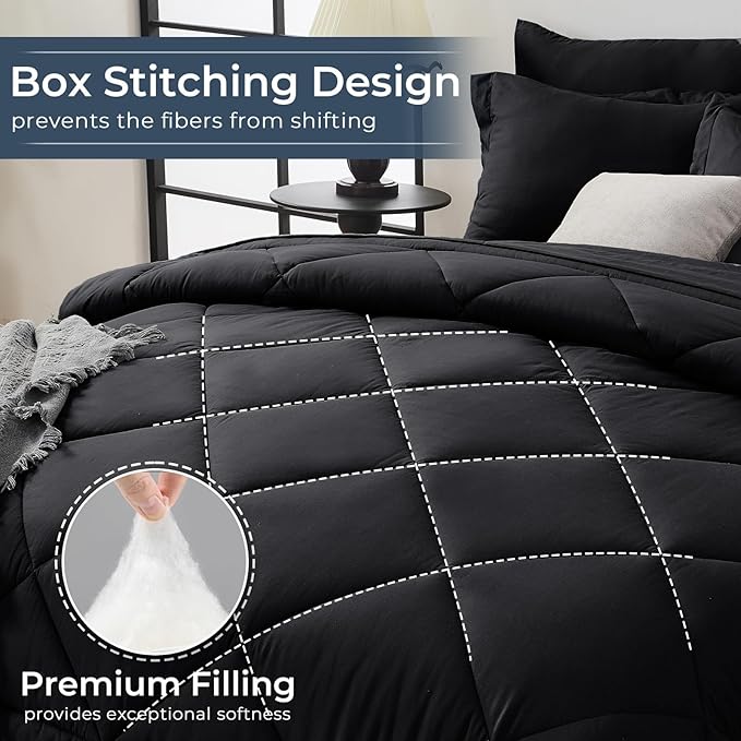 HEVUMYI Black Twin Comforter Set - Image 4