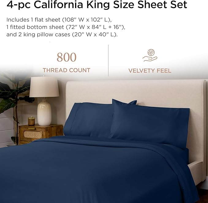Threadmill Luxury 800 Thread Count California King 100% Cotton Sheets - Image 2