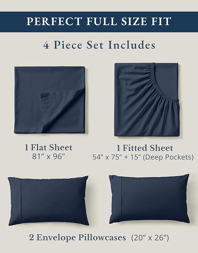 LANE LINEN Eco Friendly 100% Organic Cotton Fully Elasticized Full Sheet Set - Image 4