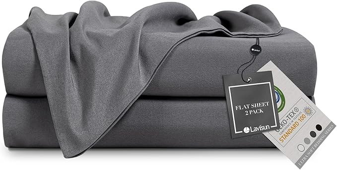 Lavisun Full Flat Sheets 2 Pack, Hotel Quality Flat Bed Sheets, Brushed by Lavisun