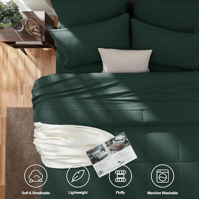 CozyLux Full Size Comforter Sets Forest Green, 7 Pieces Bed in a Bag, All - Image 2
