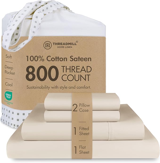 Threadmill Luxury 800 Thread Count Full Size 100% Cotton Sheets by ThreadmillHomeLinen