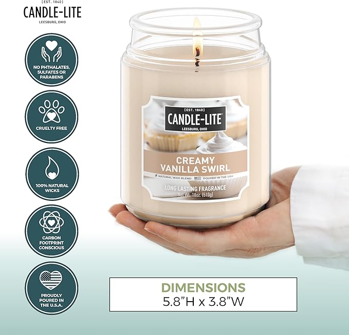 Candle-lite Fall Scented Candles, Creamy Vanilla Swirl, 18 oz Jar, Proudly - Image 4