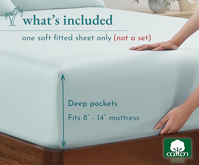 California Design Den King Fitted Sheets Only, Soft 100% Cotton Sateen - Image 4