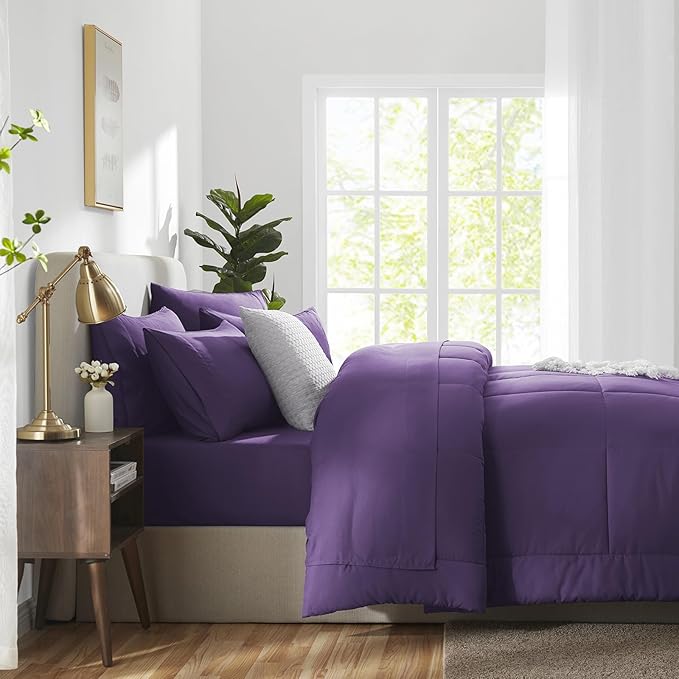 CozyLux Queen Comforter Set Purple, 7 Pieces Bed in a Bag, All Season Bedding - Image 9