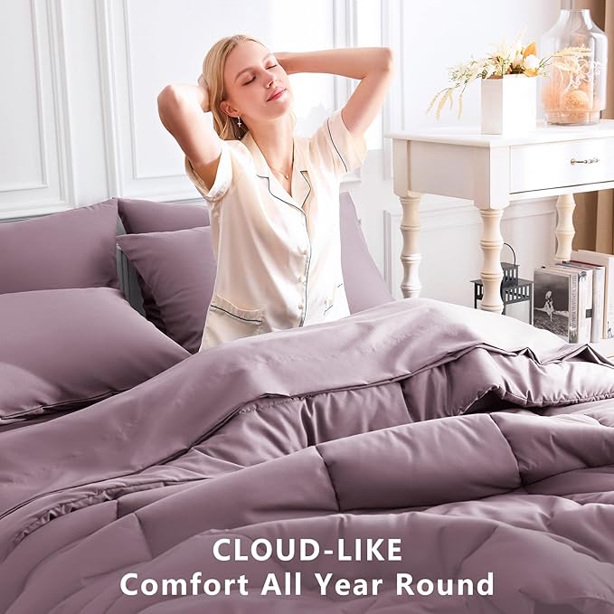 CozyLux Queen Comforter Set Dusty Purple, 7 Pieces Bed in a Bag, Bedding Set - Image 4