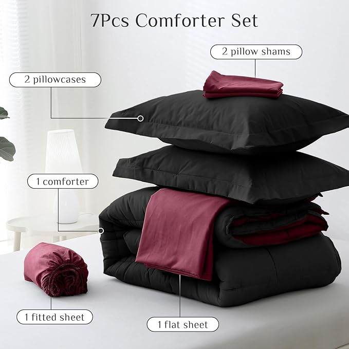 JOLLYVOGUE King Comforter Set, Ultra-Soft Bed in a Bag King Size 7 Pieces - Image 5