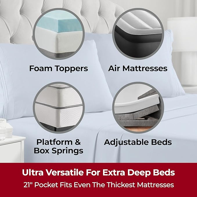 Mellanni Extra Deep Split King Sheets - Image 2