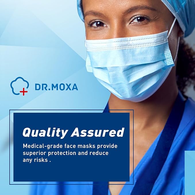 DR.MOXA 500 Pack Disposable Medical Face Masks -3 Ply Face Mask - Image 6