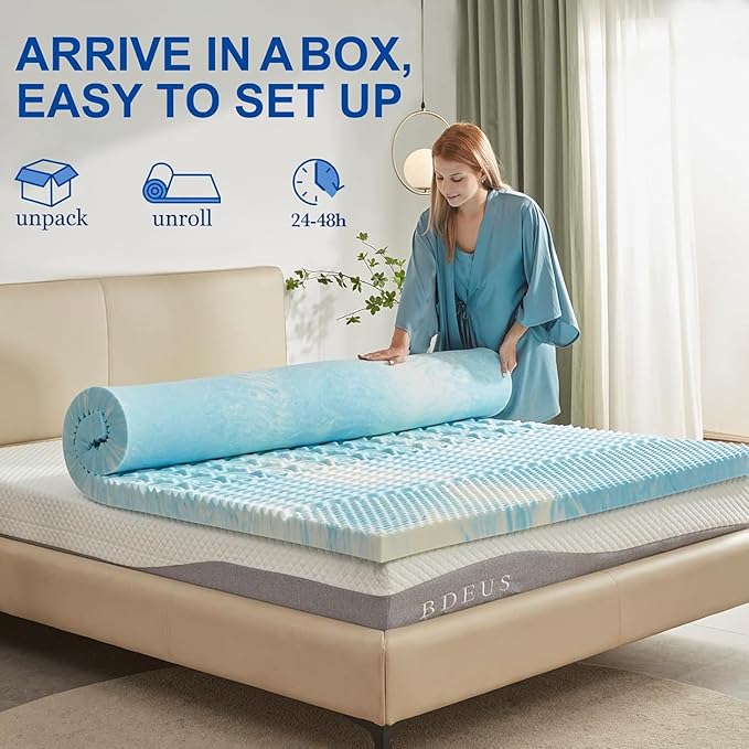 SINWEEK 1.5 Inch Mattress Topper 5-Zone Memory Foam Mattress Topper Pressure - Image 5