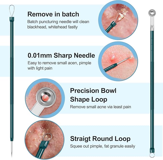 Blackhead Remover Tools Pimple Popper Tool Kit Comedones Extractor Acne Removal - Image 5