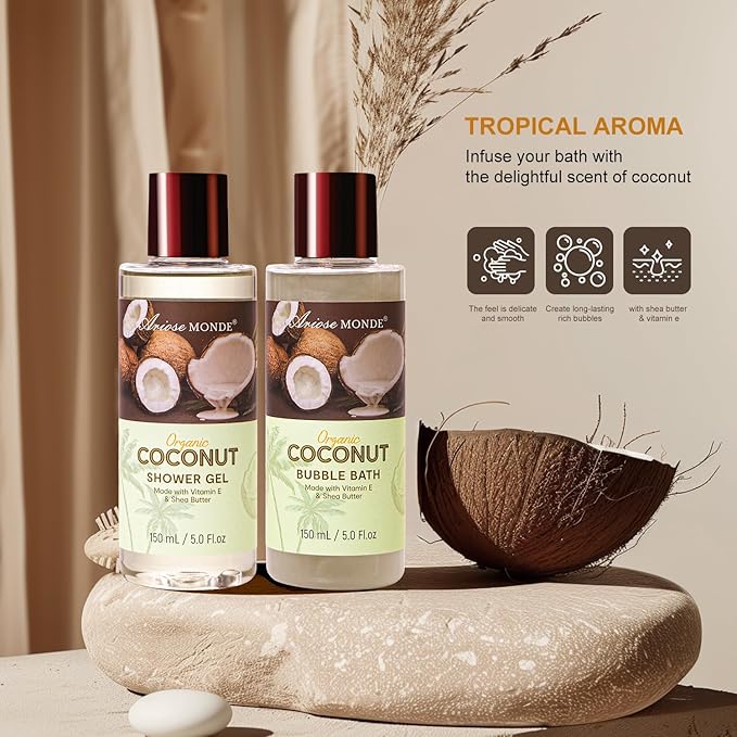 Spa Gift Basket for Women, Coconut Bath and Body Gift Basket - Image 5