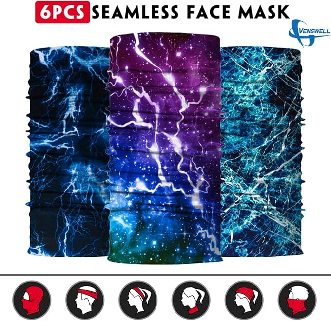 Venswell Neck Gaiter Face Mask Men Women, Seamless Bandana Rave Face Cover - Image 4
