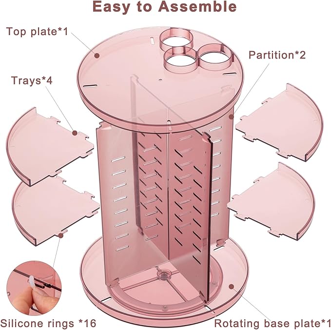 Rotating Makeup Organizer, DIY 8 Adjustable Layers 360 Spinning Skincare - Image 6