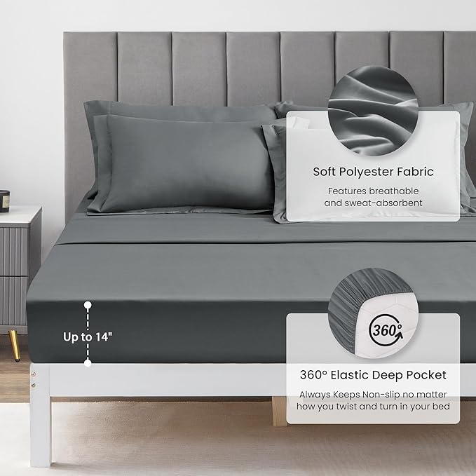 Love's cabin California King Comforter Set Dark Grey, 7 Pieces California King - Image 4
