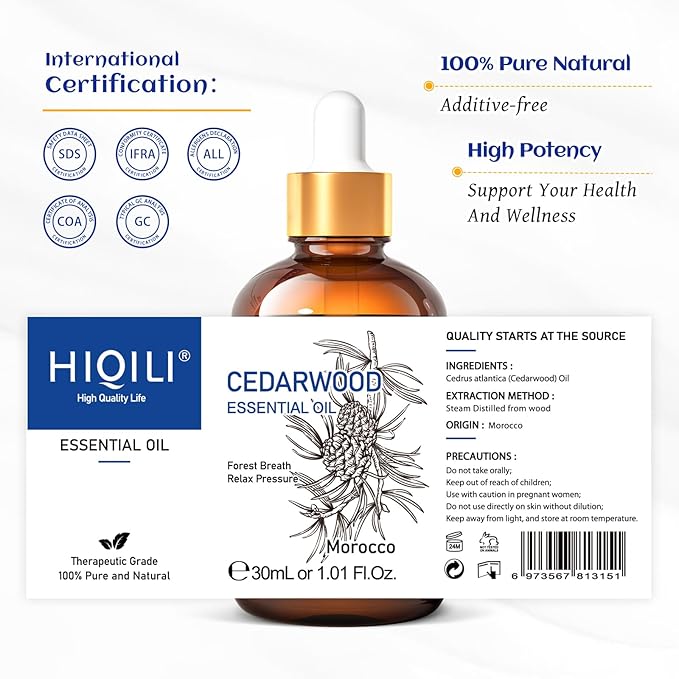 HIQILI 1 Fl Oz Cedarwood Essential Oil, Pure Natural Cedarwood Oil - Image 7