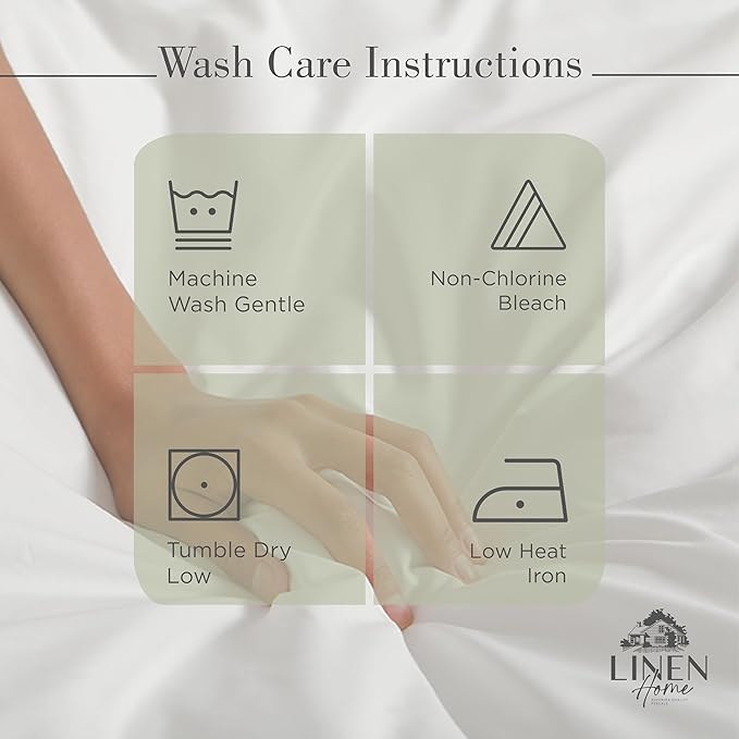 Linen Home 100% Cotton Percale Sheets Full Size, Deep Pocket, 4 Pieces Set - Image 5