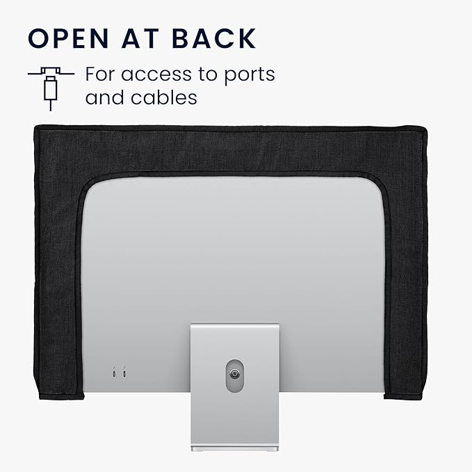 kwmobile Dust Cover for 27-28" Monitor - Linen Monitor Display Protector - Protect Your Computer Screen - Black