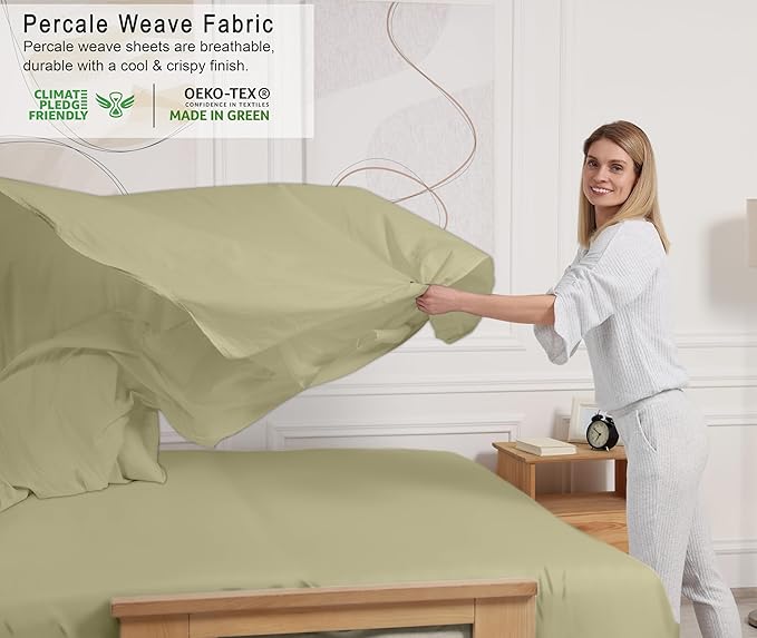 RUVANTI 100% Cotton Sheets – California King Percale Bedding, Cooling & - Image 3