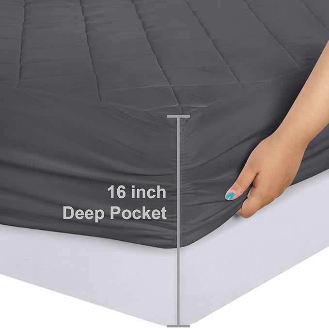 Utopia Bedding Quilted Fitted Mattress Pad, King Size, Elastic Fitted Mattress - Image 3