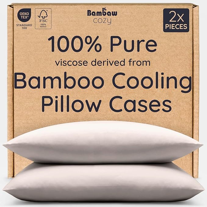 Bambaw 100% Viscose Derived from Bamboo Pillowcase Queen Size – Set of 2 Queen by Bambaw
