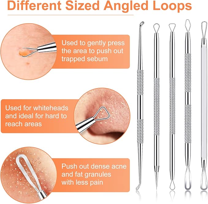 Pimple Popper Tool Kit, IUMAKEVP 15 PCS Professional Stainless Steel Blackhead - Image 4