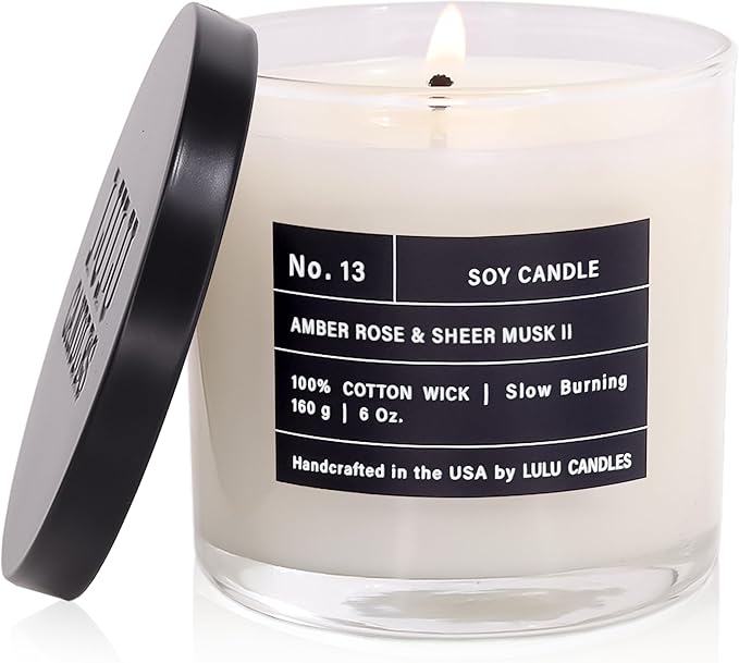 Lulu Candles | Amber, Rose & Sheer Musk | Luxury Scented Soy Jar Candle | Hand by LULUCANDLES