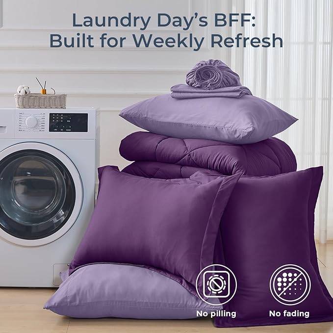 HEVUMYI Purple & Light Purple Cali-King Comforter Set - Image 7