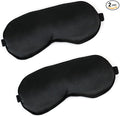 2 PCS Black Satin Sleep Masks, Adjustable Silk Eye Mask by Unknown