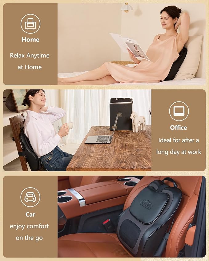 Back Massager with Heat, 3D Massage Pillow - Image 5