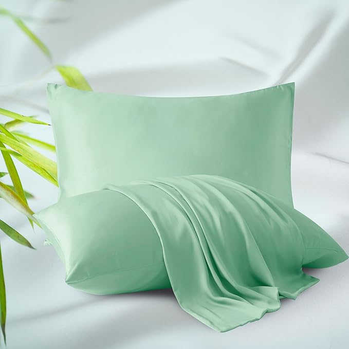 Bamboo Viscose Zippered Pillow Cases Standard Size Set of 2, 400 Thread Count by ZaizaiHome