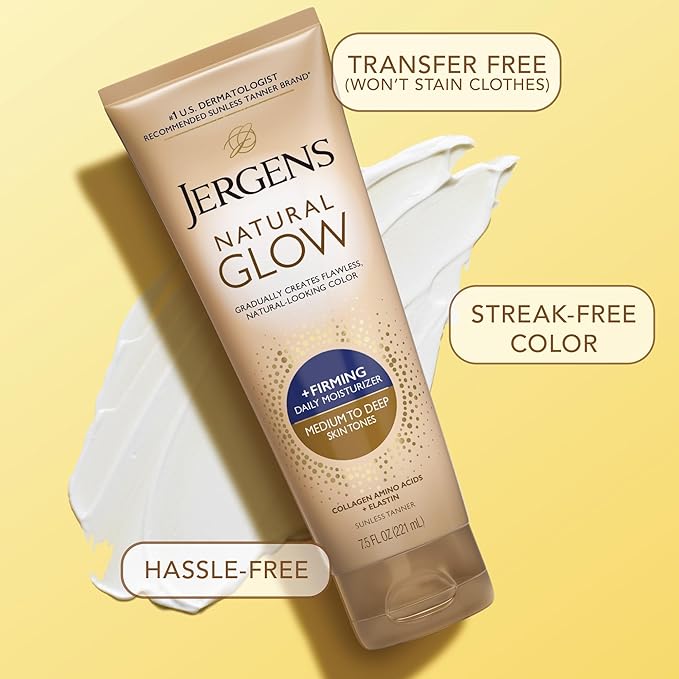 Jergens Natural Glow +Firming Self Tanner Body Lotion, Medium to Deep Skin Tone - Image 7