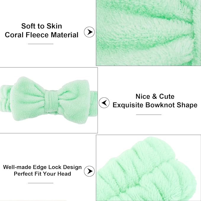 Casoty 10 Pcs Green Face Wash Headbands, Spa Gifts - Image 8