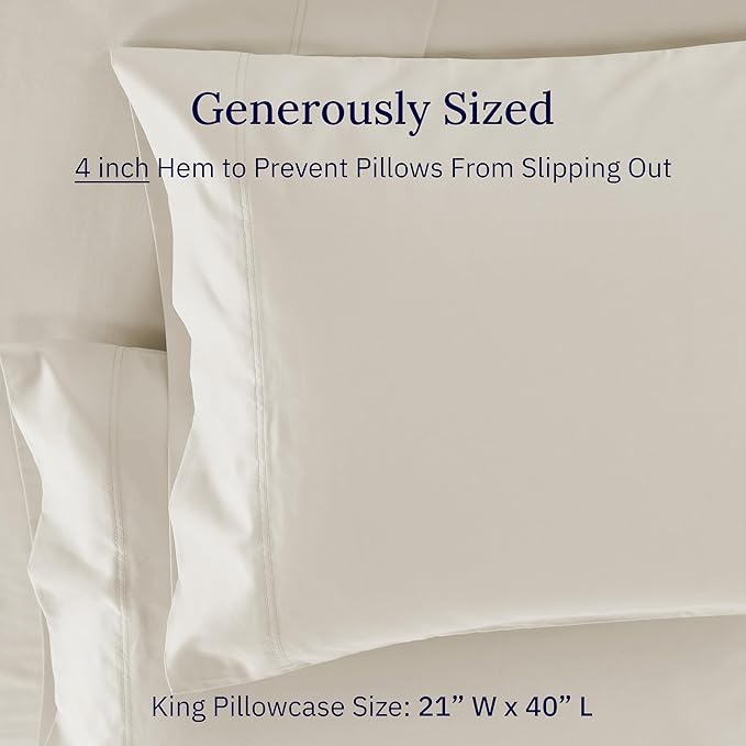 Luxuriously Soft Premium 600 Thread Count, 100% Cotton Set of 2 Cases, Crisp - Image 6