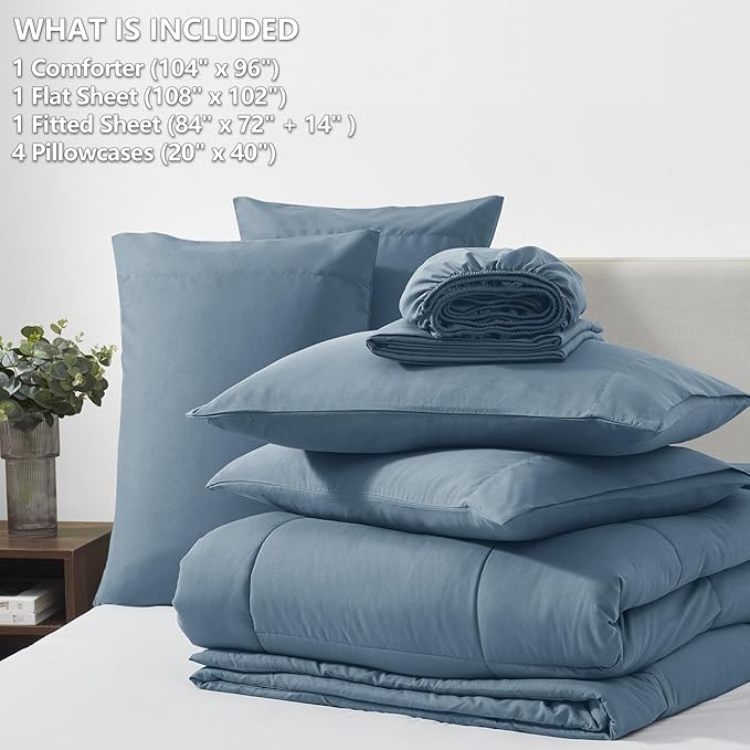 CozyLux California King Comforter Sets Mineral Blue, 7 Pieces Cal King Bed in a - Image 6