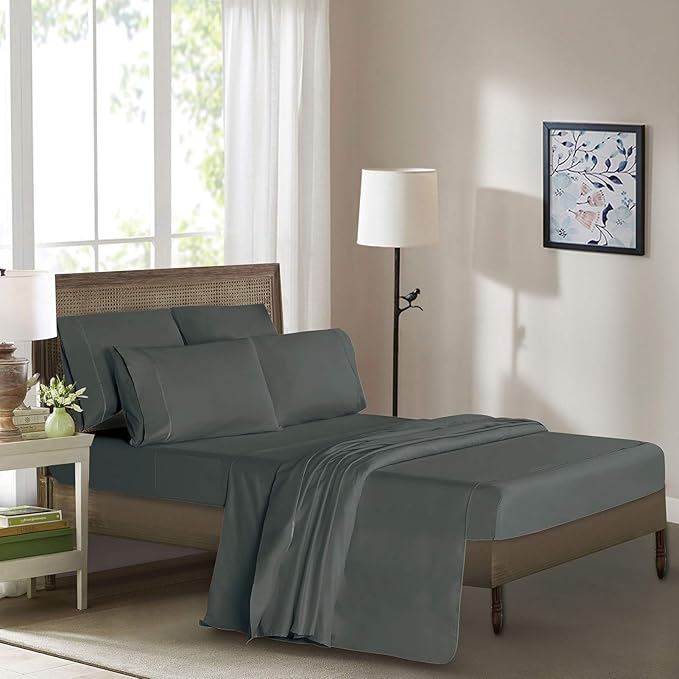 Mueller Luxury 6 PC Full Size Bed Sheets, Super Soft 1800, Deep Pocket up to - Image 3