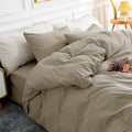 NEXHOME PRO Duvet Cover Set Oversized Queen 92"x98" Linen Feel Textured Organic by NEXHOMEPRO
