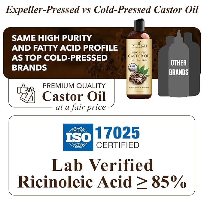 Handcraft Blends Organic Castor Oil 8 Fl Oz | 100% Pure and Natural | Premium - Image 2