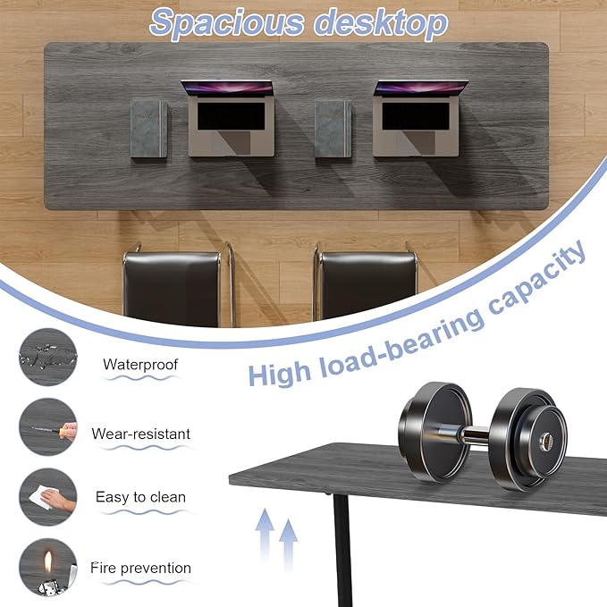 Conference Table Flip Top Mobile Conference Room Tables,Folding Conference Table with Wheels,Large Meeting Training Seminar Table Saving Space for Office Classroom(10C,47.2'')