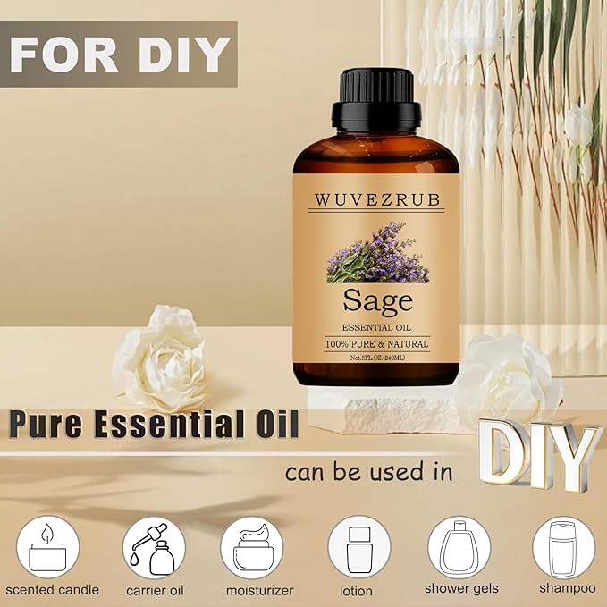 Sage Essential Oils, 240ML Pure and Natural Essential Oil - Image 3