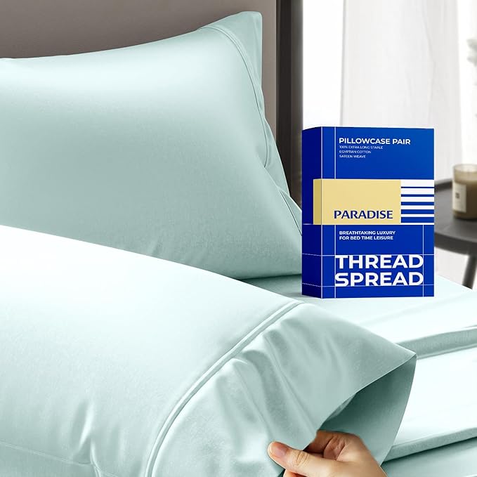Thread Spread 100% Egyptian Cotton King Size Pillow Cases Set of 2 by THREADSPREAD
