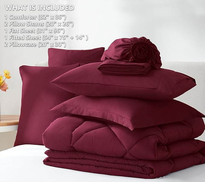 CozyLux Full Size Comforter Sets Burgundy - Image 6