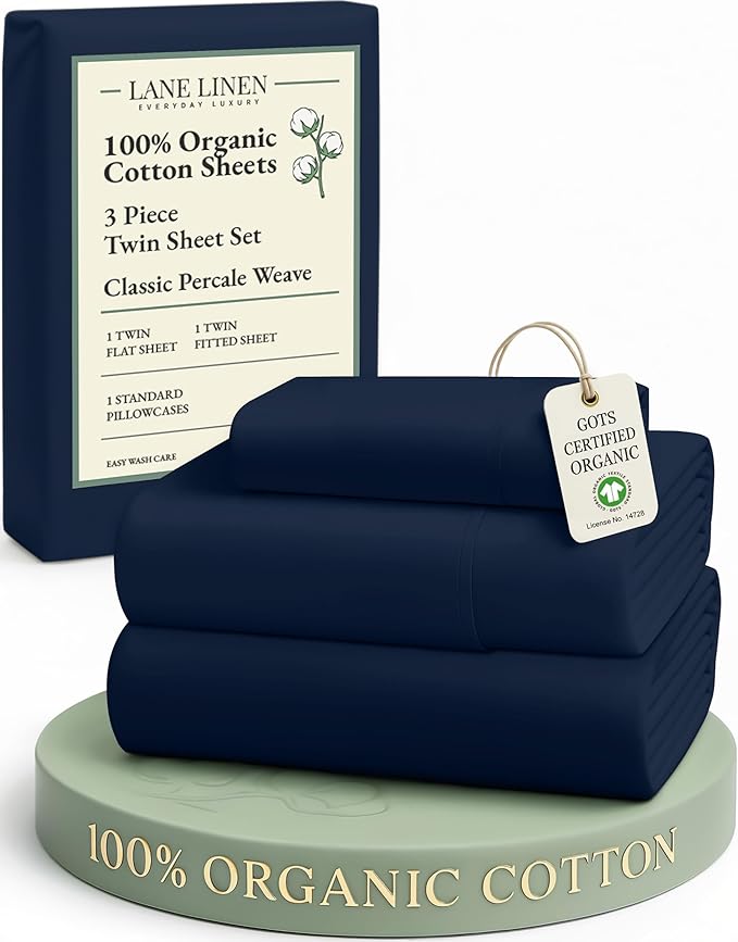 LANE LINEN 100% Organic Cotton Sheets Twin Size, Mercerized Cotton Fully by LaneLinen